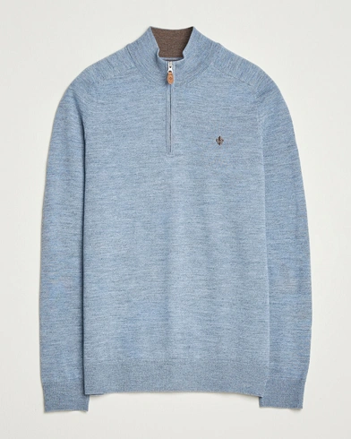 Morris John Merino Half Zip Light Blue – Blue