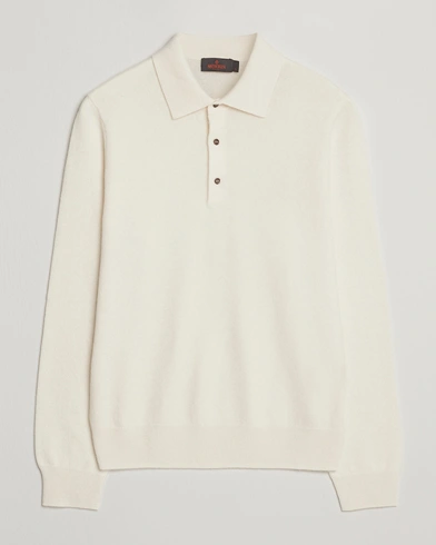 Morris Cashmere Polo Neck Off White – White