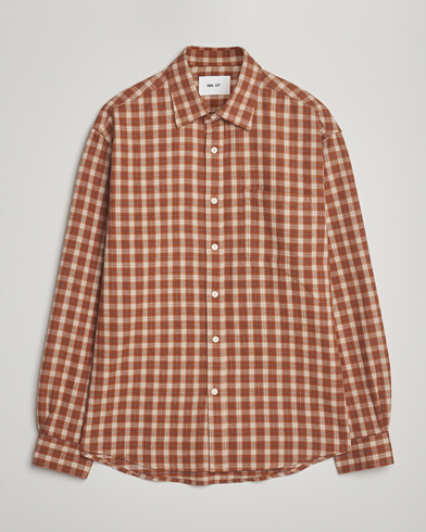 NN07 Deon Flannel Checked Shirt Light Brown – Brown