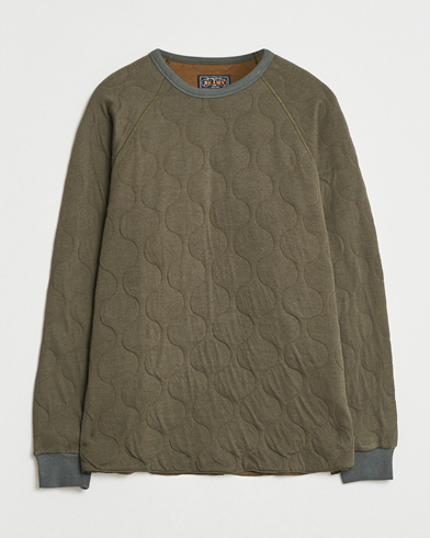 BEAMS PLUS MIL Quilt Crew Neck Olive – Green