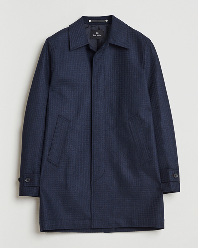 PS Paul Smith Wool Dogtooth Coat Blue – Blue