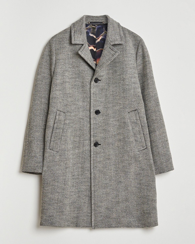 Paul Smith Wool Herringbone Coat Grey – Grey