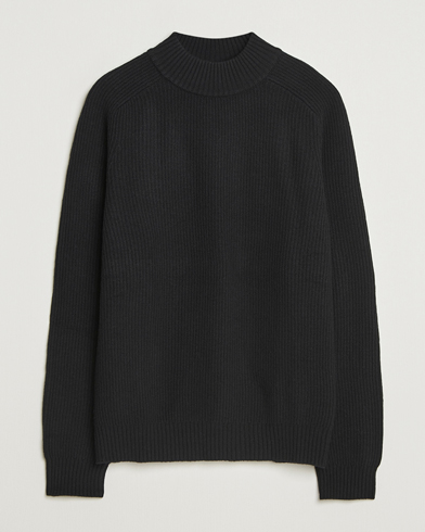 Filippa K Ribbed Wool Mockneck Sweater Black – Black