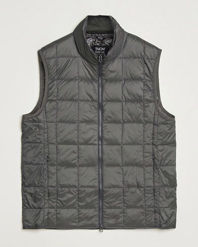TAION High Neck Full Zip Lightweight Down Vest Dark Grey – Grey