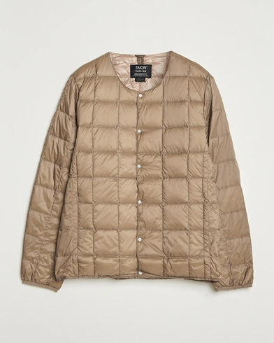 TAION Crew Neck Button Down Jacket Khaki – Brown