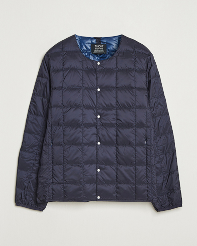 TAION Crew Neck Button Down Jacket Navy – Blue