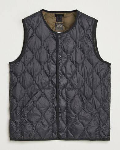 TAION Military Crew Neck Down Vest Black – Black