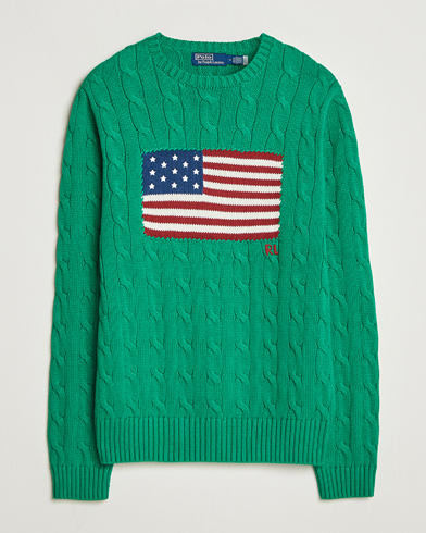 Polo Ralph Lauren Cotton Cable Flag Sweater Billiard Green – Green