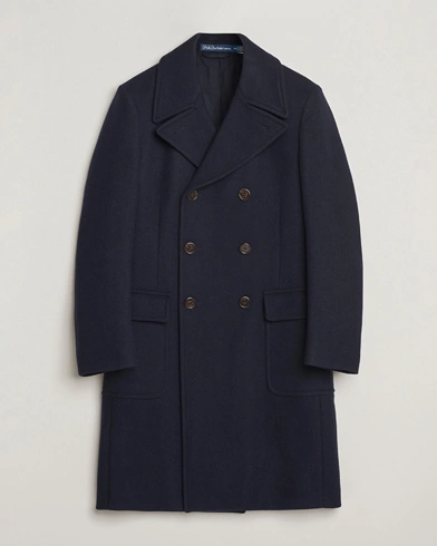 Polo Ralph Lauren Double Breasted Top Wool Coat Navy – Blue