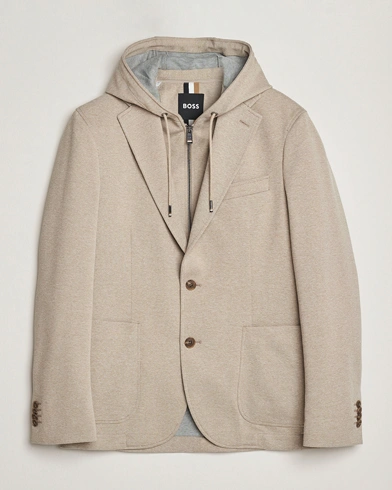 BOSS BLACK Hanry Hooded Jersey Blazer Dark Beige – Beige