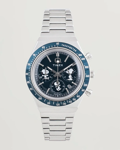 Timex X Peanuts Q Chronograph Snoopy 40mm Blue Dial – Silver