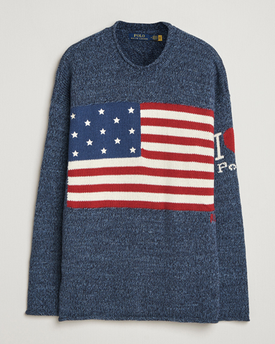 Polo Ralph Lauren Cotton Flag Sweater Blue Marl – Blue
