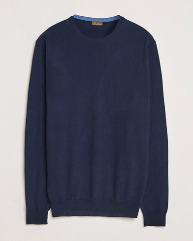 Stenströms Merino Patch Crew Neck Navy/Blue – Blue