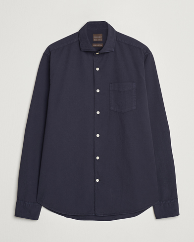 Oscar Jacobson Reg Fit Wide Spread Collar Twill Night Blue – Blue
