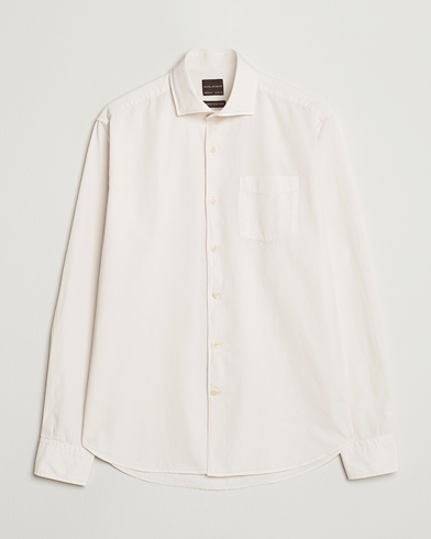 Oscar Jacobson Reg Fit Wide Spread Collar Twill Ecru White – White