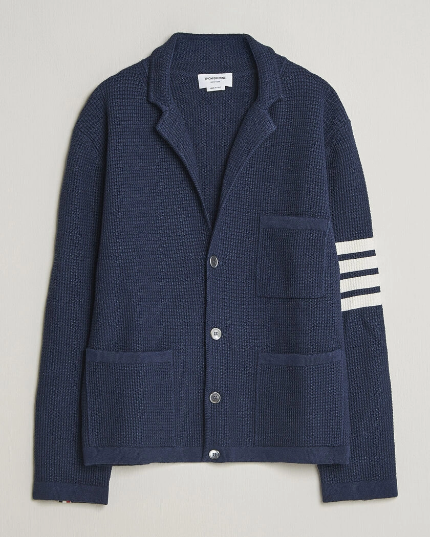 Thom Browne Textured 4 Bar Cardigan Jacket Navy – Blue