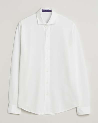 Ralph Lauren Purple Label Washed Cotton Pique Shirt White – White