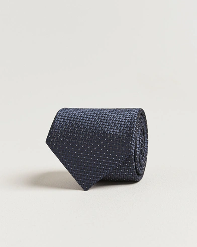 Brioni Jacquard Herringbone Silk Tie Navy – Blue