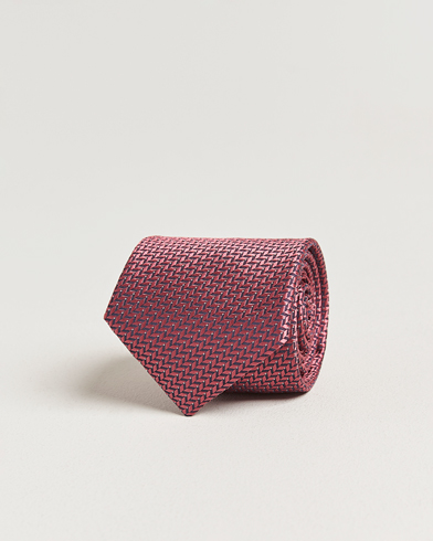 Brioni Jacquard Herringbone Silk Tie Rosa – Pink