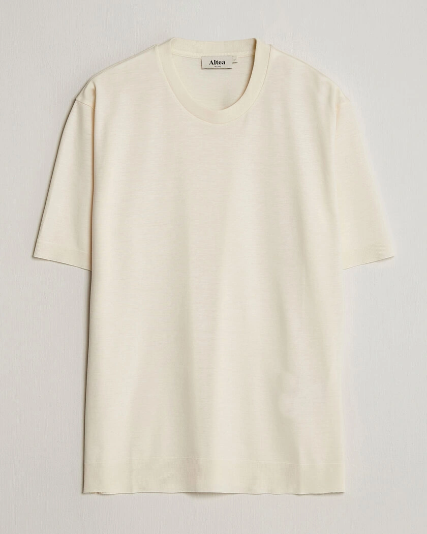 Altea Cotton/Stretch Knitted T-Shirt Off White – White