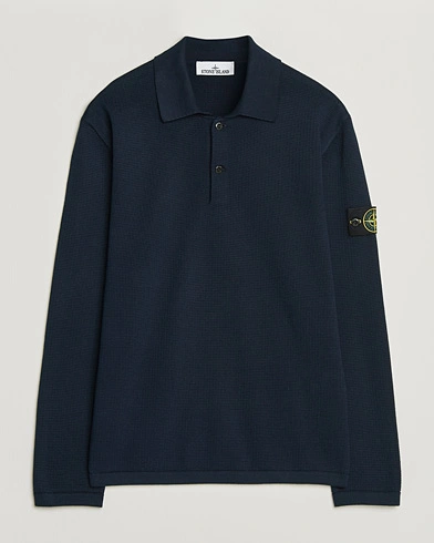 Stone Island Micro Stitch Knitted Cotton Polo Navy – Blue