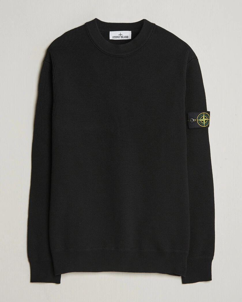 Stone Island Ribbed Soft Organic Cotton Crewneck Black – Black