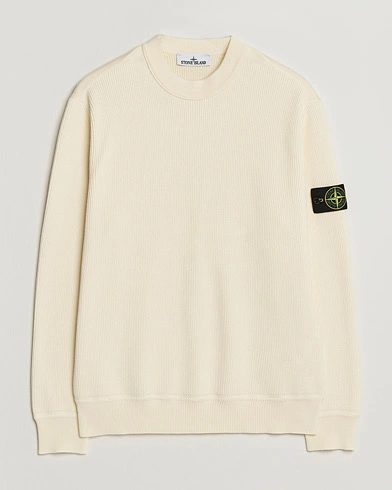 Stone Island Ribbed Soft Organic Cotton Crewneck Ivory – White