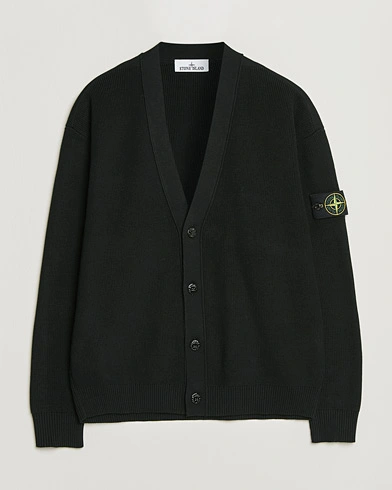Stone Island Ribbed Soft Organic Cotton Cardigan Black – Black