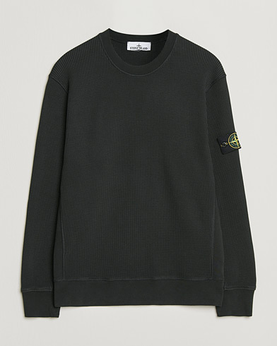 Stone Island Organic Cotton Waffle Fleece Sweatshirt Black – Black