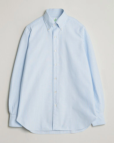 Finamore Napoli Gaeta Oxford Button Down Shirt Light Blue Stripe – Blue