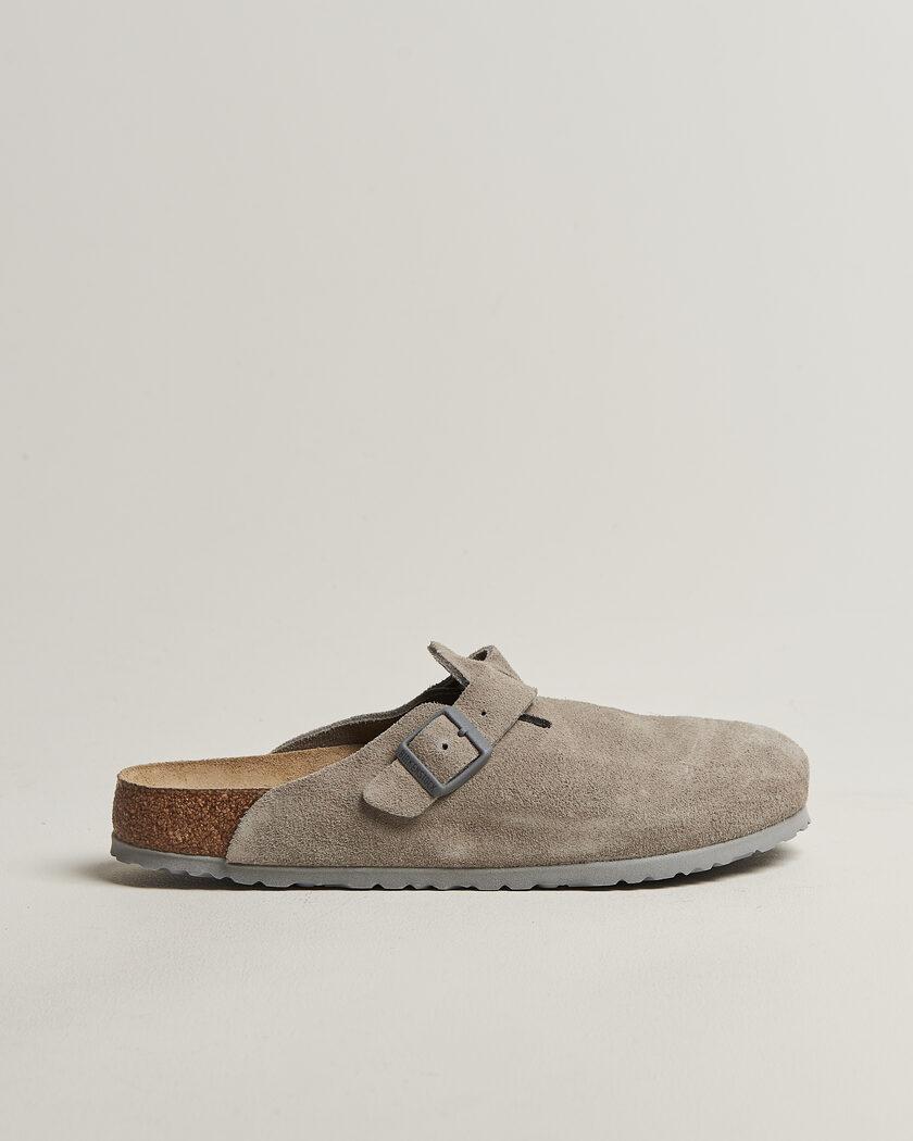 BIRKENSTOCK Boston Soft Footbed Stone Coin Suede – Grey