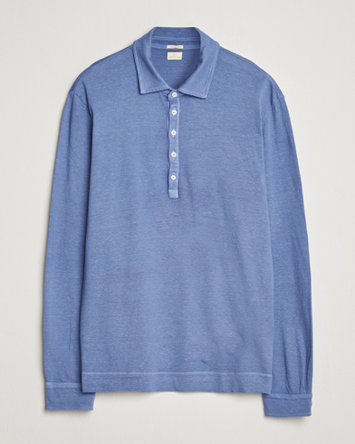 Massimo Alba Raya Cotton/Linen Long Sleeve Polo Tulip – Blue