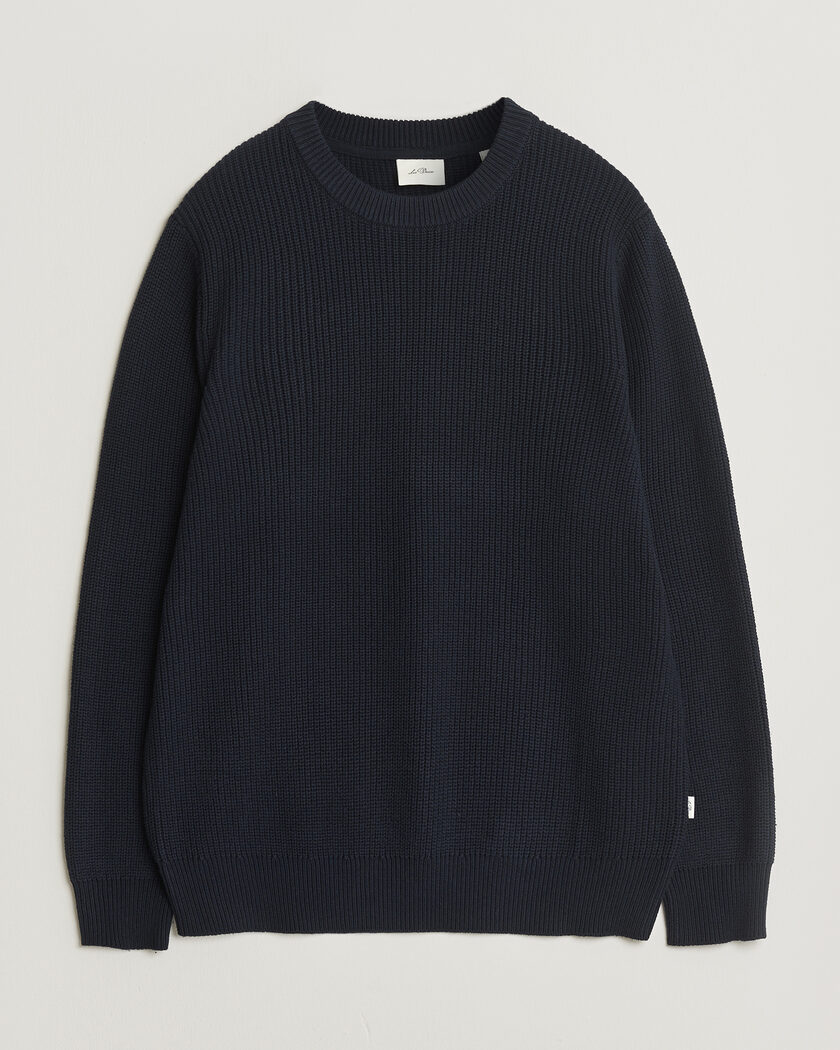LES DEUX Garry Rib Crew Neck Knit Dark Navy – Blue