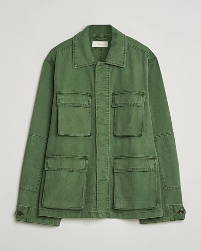 Jeanerica Luc Herringbone Shirt Jacket Chevron Green – Green