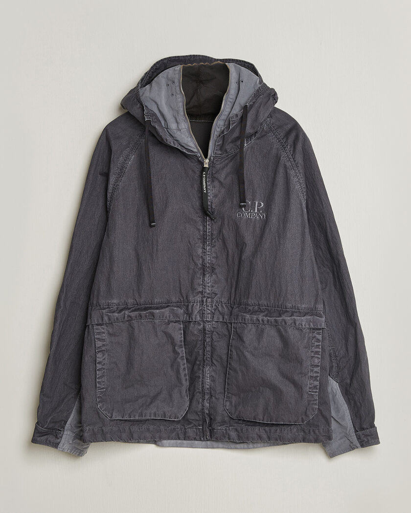 C.P. Company 50 Fili Wax Hood Jacket Black – Black