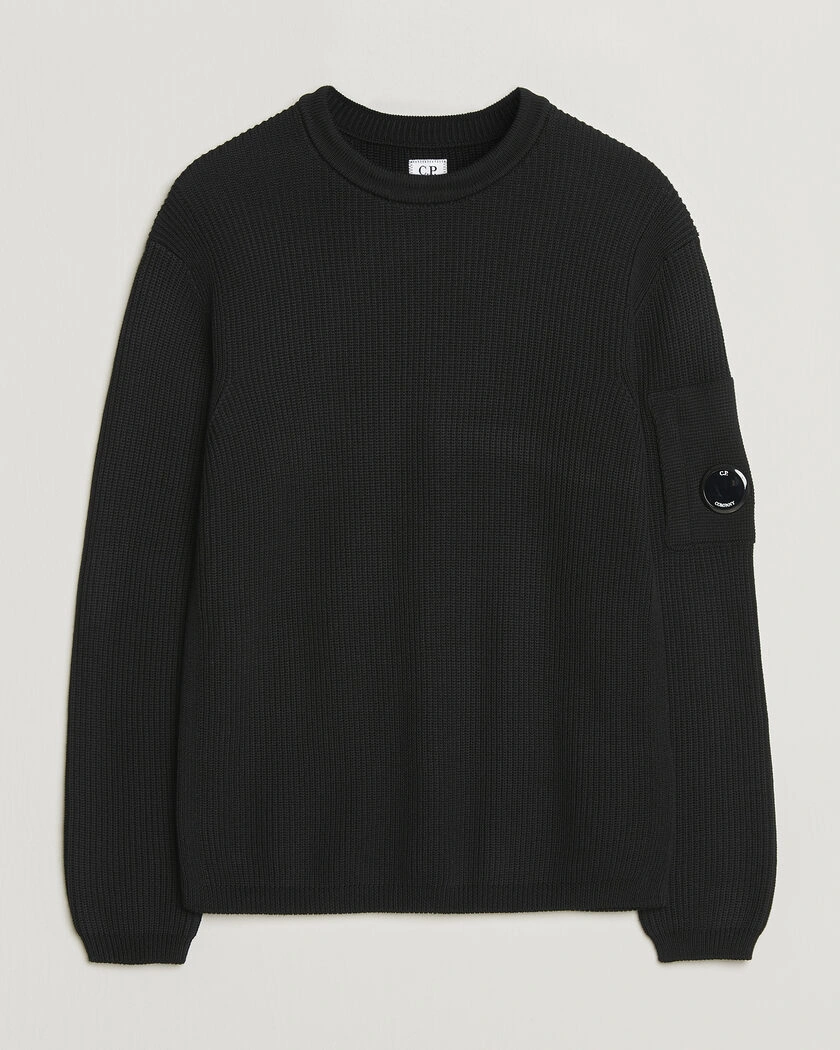 C.P. Company Sea Island Knitted Cotton Crewneck Black – Black