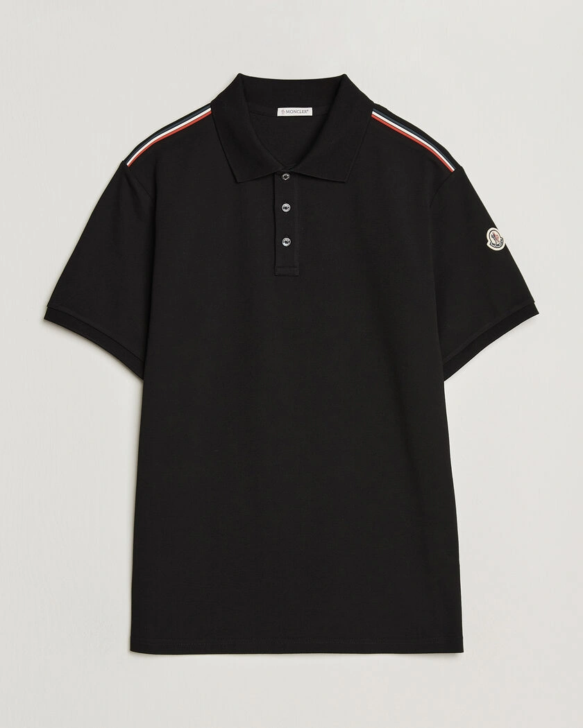Moncler Tricolore Shoulder Polo Black – Black