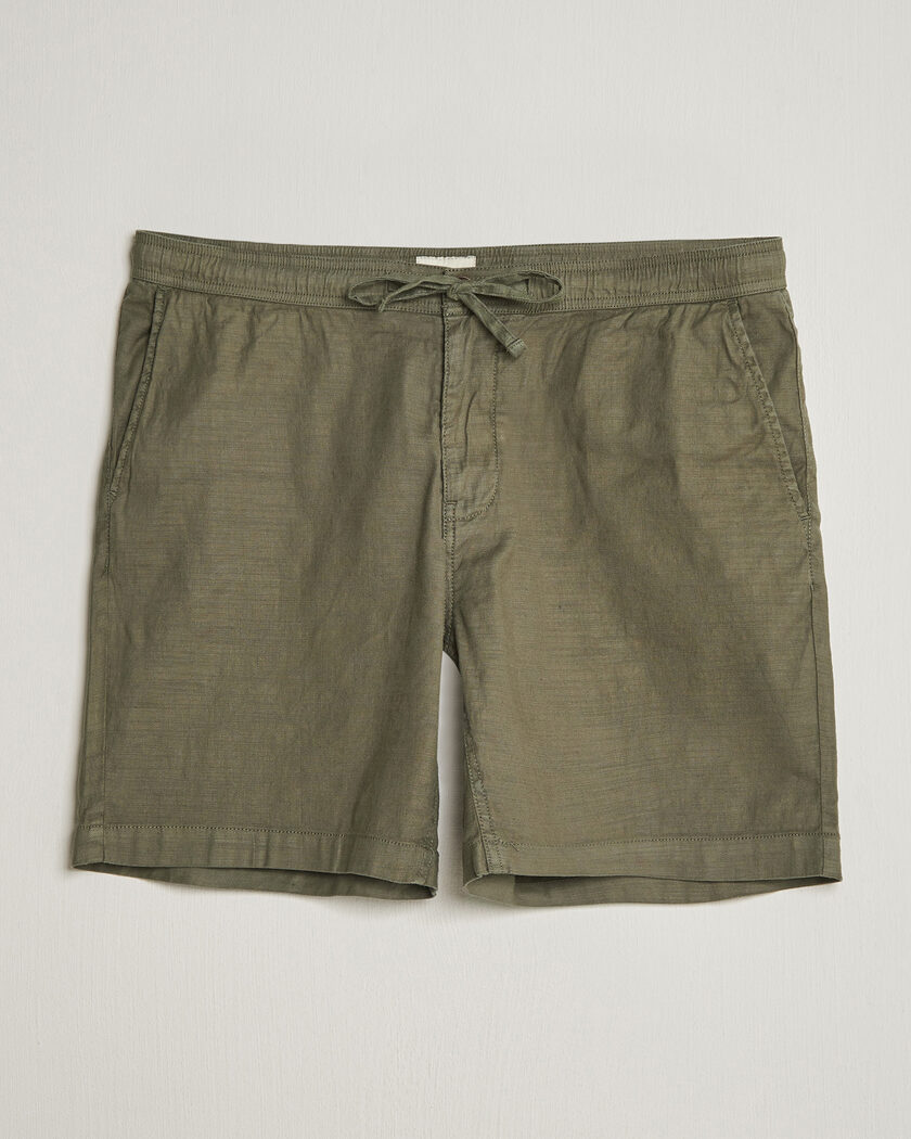 Morris Fenix Linen Shorts Olive – Green
