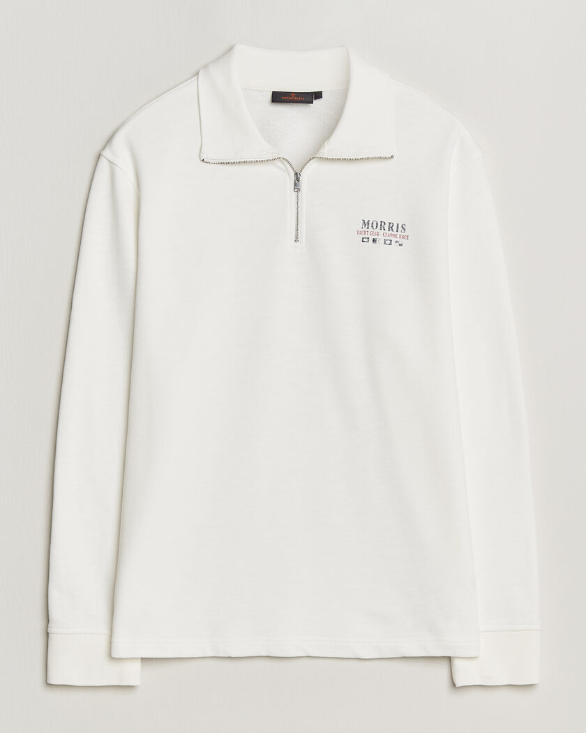 Morris Northcott Slub Half-Zip White – White