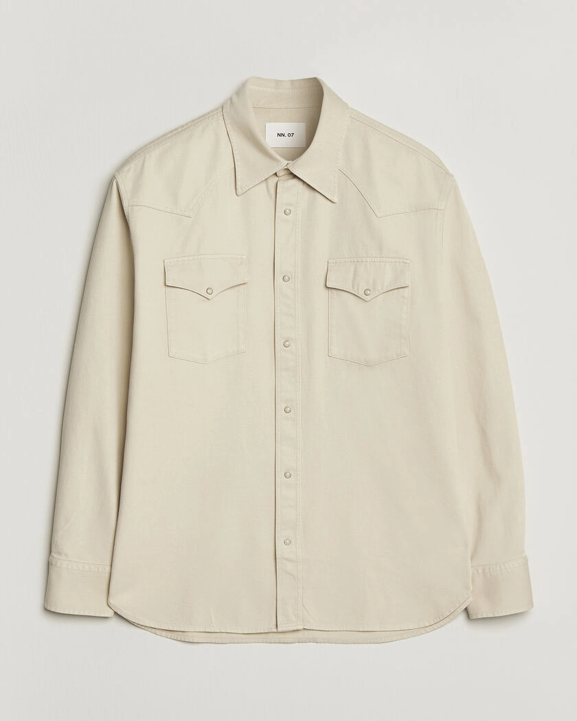 NN07 Ricky Western Denim Shirt Ivory – Beige
