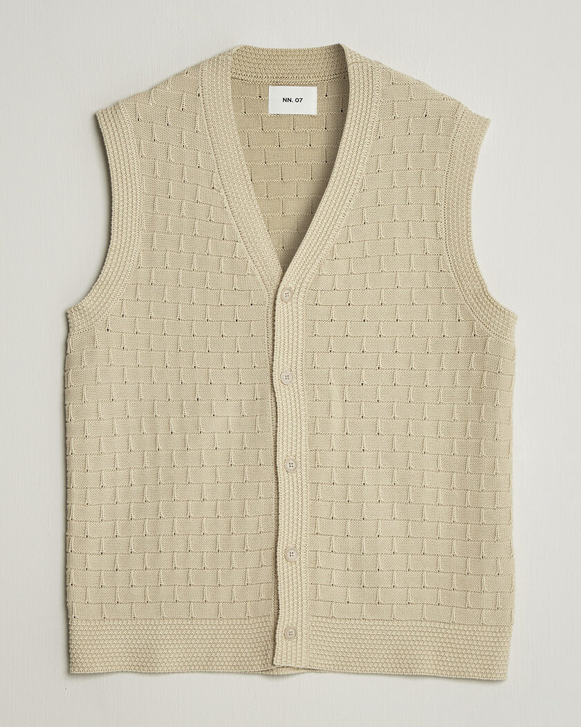 NN07 Reece Knitted Vest Ecru – Beige