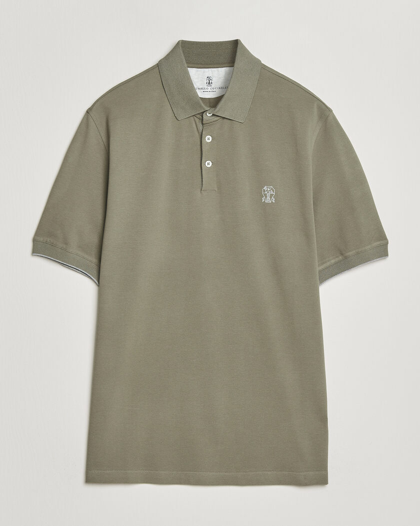 Brunello Cucinelli Short Sleeve Logo Polo Olive – Green