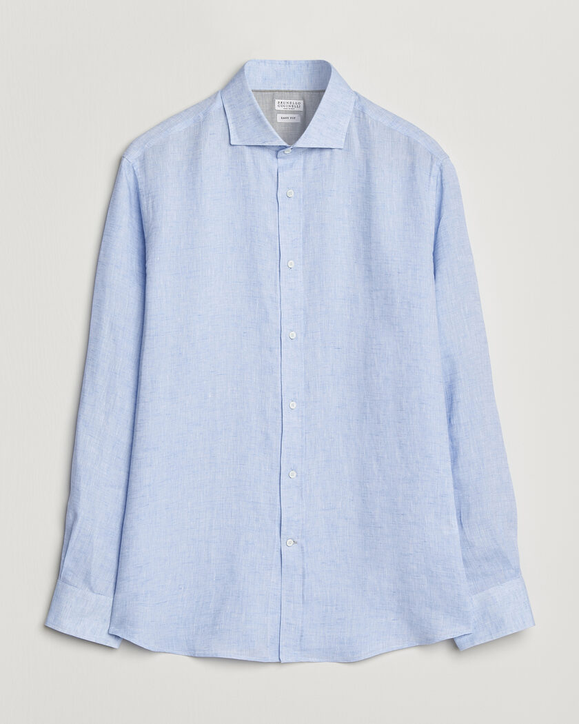 Brunello Cucinelli Easy Fit Linen Shirt Light Blue – Blue