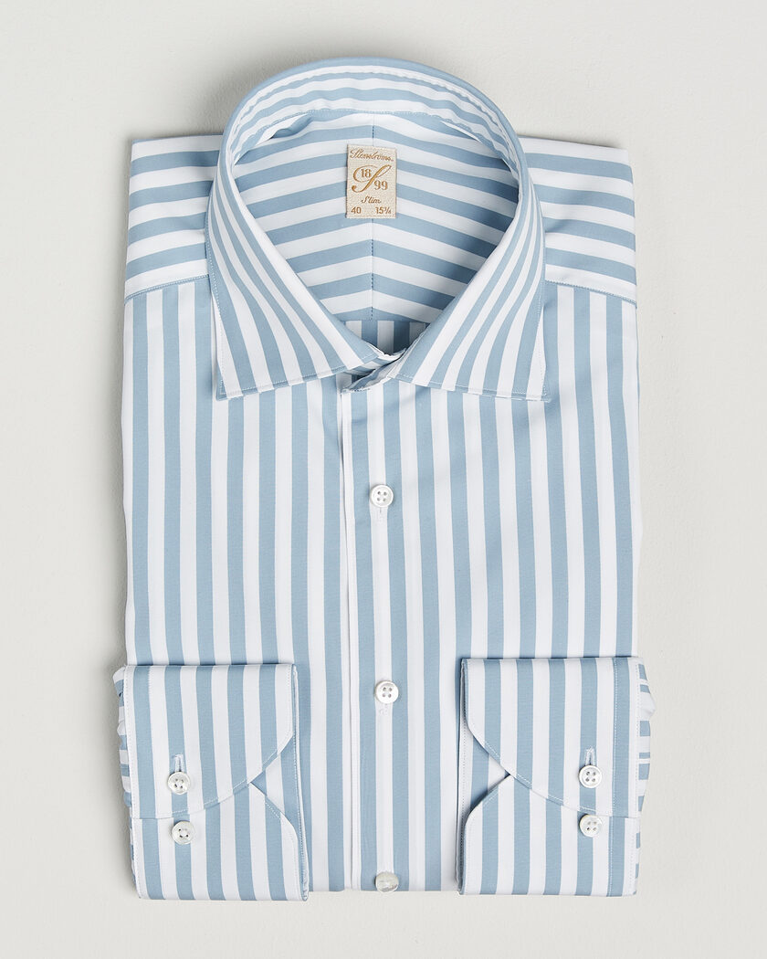Stenströms 1899 Cotton Twill Striped Shirt Blue – Blue