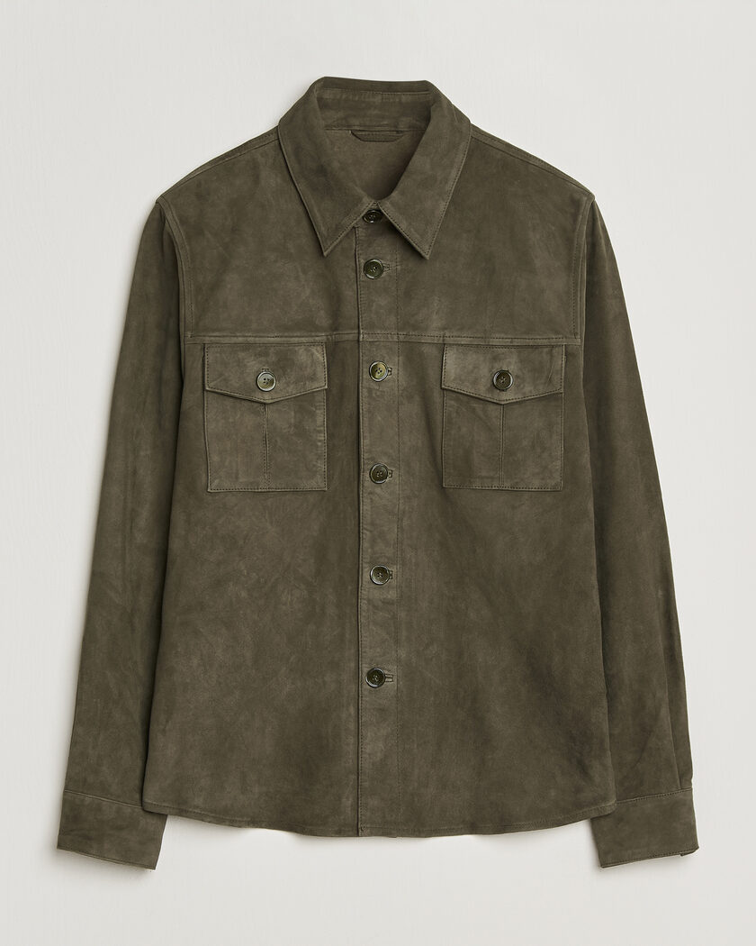 Stenströms Suede Pocket Overshirt Olive – Green