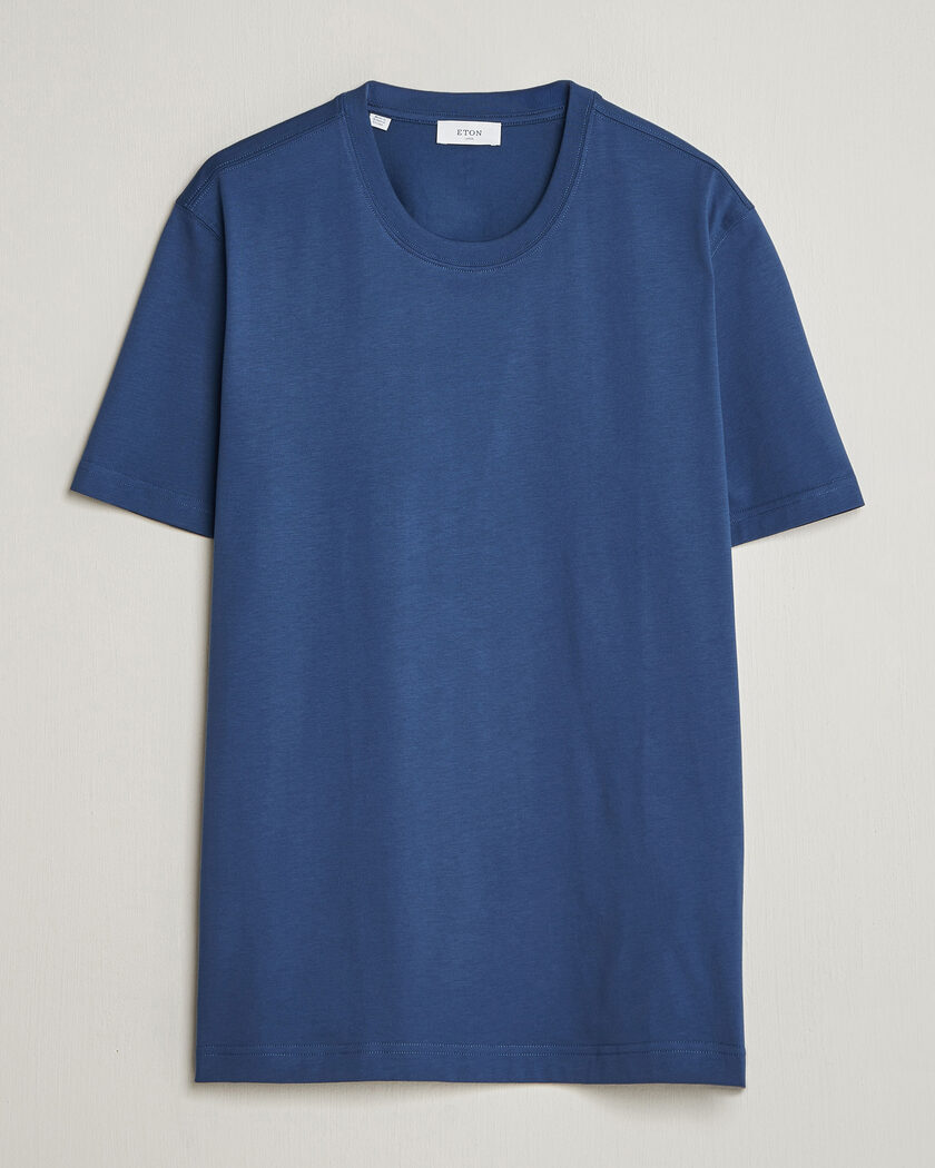 Eton Supima Cotton Crew Neck T-Shirt Mid Blue – Blue