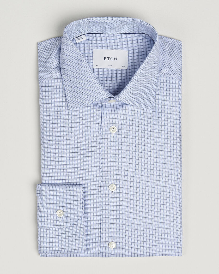 Eton Slim Fit Signature Twill Structured Shirt Mid Blue – Blue