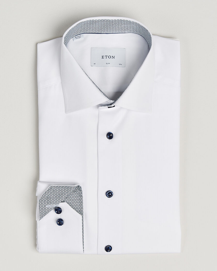 Eton Slim Fit Signature Twill Contrast Shirt White – White