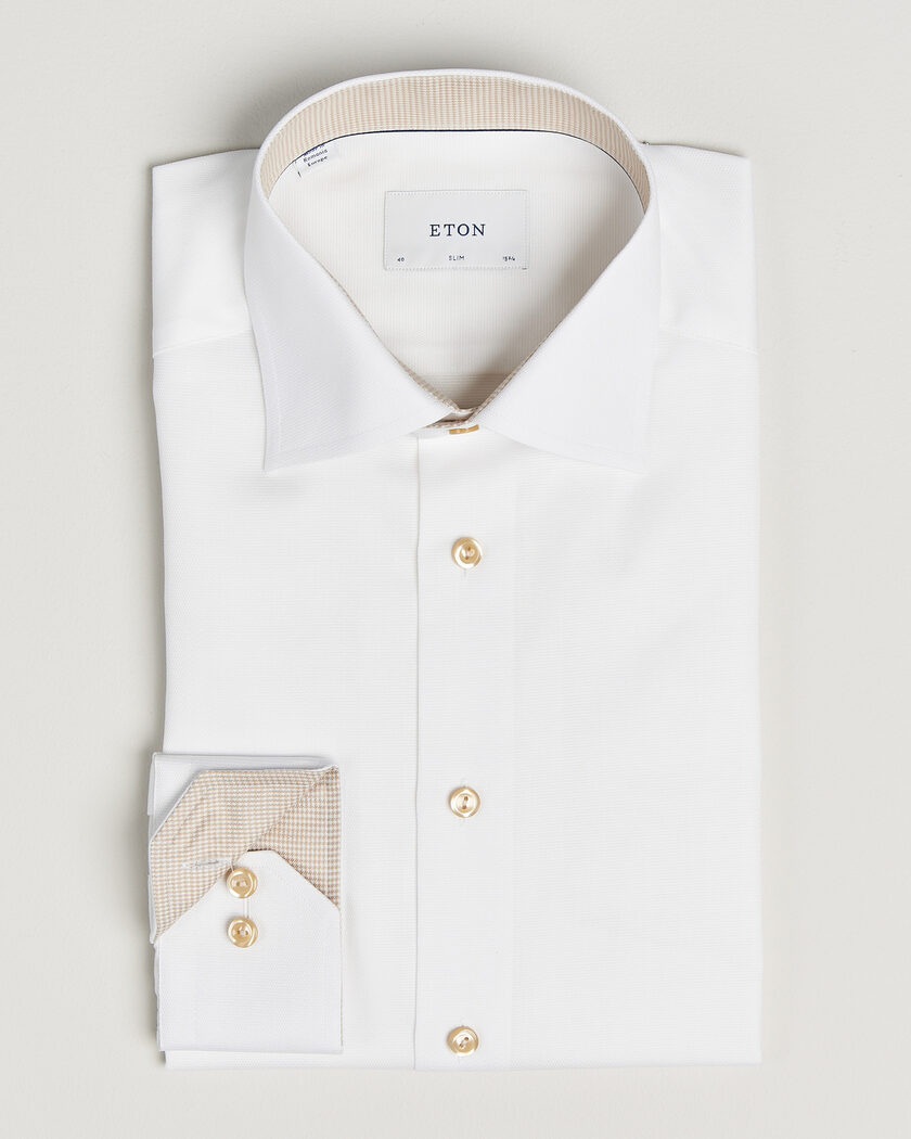 Eton Slim Fit Signature Twill Contrast Shirt White – White
