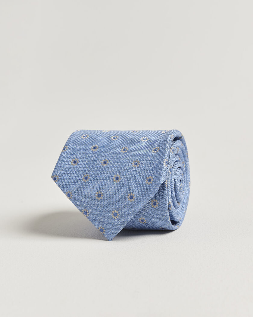 Eton Floral Linen Silk Tie Light Blue – Blue